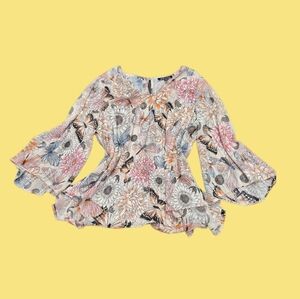Floral Bell Sleeve Blouse